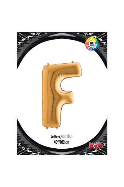 Kikajoy Letter F Foil Balloon Gold 102 cm