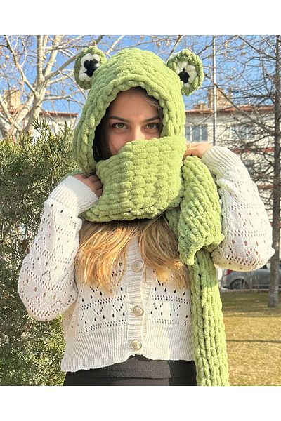 Modaloli Green 01 Puffy Frog Model Ear Detail Beret