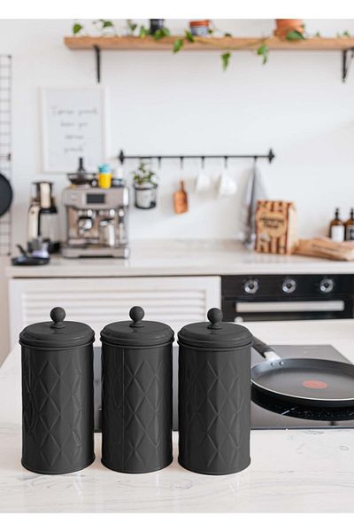 The Mia Prism Tea Sugar Coffee Jar Black 1.20 Lt