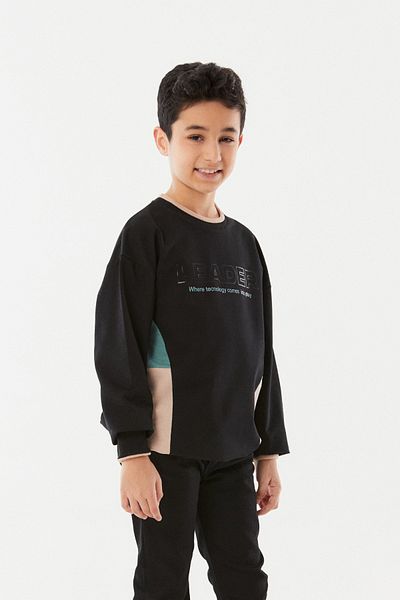 Fulla Moda Printed Color Blocked Boy's Sweatshirt