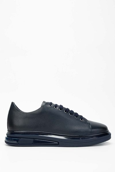 Tamer Tanca Navy Blue Genuine Leather Men's Sneakers - Sports Shoes