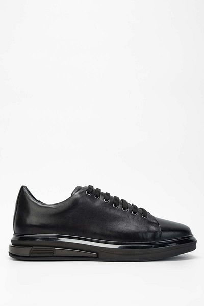 Tamer Tanca Genuine Leather Men's Black Sneakers - Sports Shoes