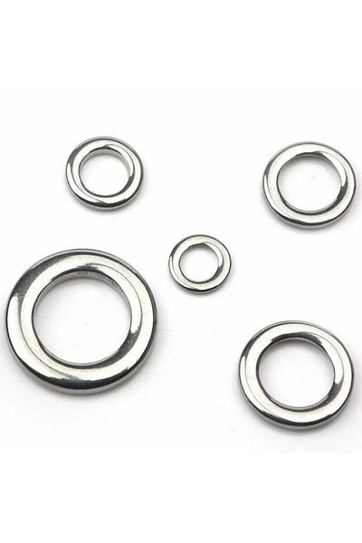 SEOUL ONTARIO 15 Pieces Stainless Steel 9.5 Mm/6.5 Mm No:6-204 Kg (450 LBS) Pulls, Solid (CLOSED) Ring, Jig Asist Ring