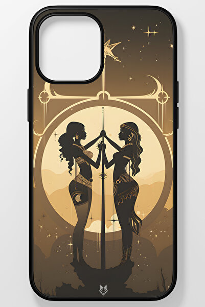 TREND Zodiac Burç Kırılmaz (Temperli) Cam Sert Plastik iPhone 15 Pro Max Telefon Kılıfı