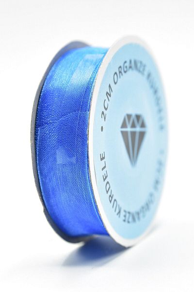 Aker Hediyelik Κορδέλα Saks Blue Organza (2cm-20m) - Προσαρμοσμένες Κορδέλες