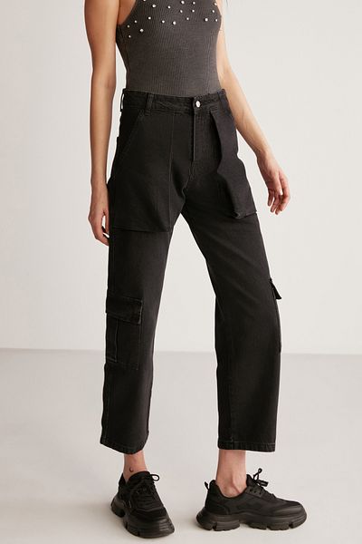 GRIMELANGE Kımberly Women's 100% Cotton Anthracite Jeans