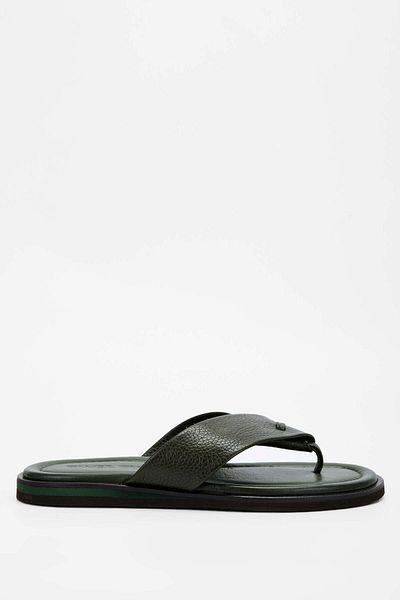 Tamer Tanca Men's Genuine Leather Green Flip Flops