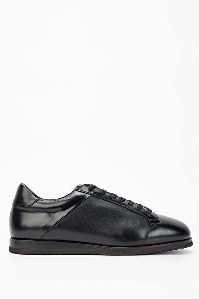 Tamer Tanca Erkek Hakiki Deri Siyah Deri Casual Ayakkabı