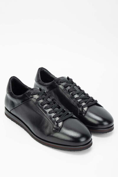 Tamer Tanca Erkek Hakiki Deri Siyah Deri Casual Ayakkabı