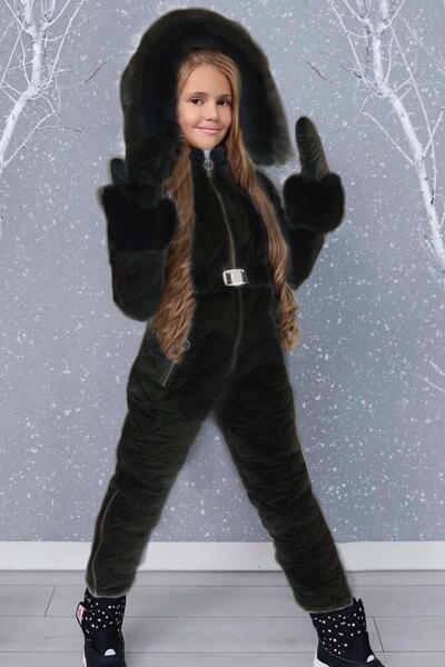 Riccotarz Κοριτσίστικη μαύρη φόρμα χιονιού με κουκούλα