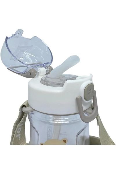 DILLER 400 ML Water Bottle with Straw/Hanger White DB007