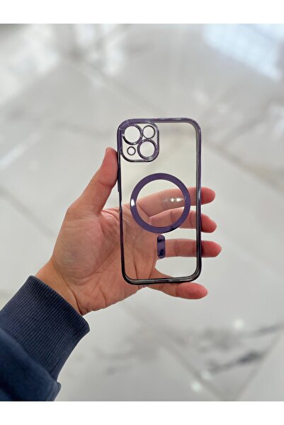 eaksesuarnet iPhone 14 Magsafe Lazer Silikon Renkli Şeritli Telefon Kılıfı Ka...