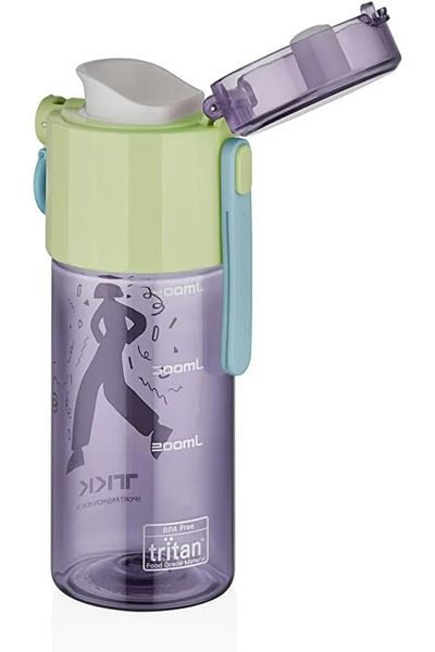 Vagonlife TKK T-1013 500ml Comfortable Drinking Locked Lid Patterned Tritan Flask with Straw and Strainer (Green)