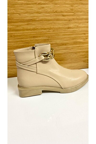 Sinem Çeyiz Senyoreta 760 Zincir Tokalı Topuksuz Kısa Bot