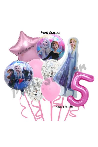 Parti Station Frozen Frozen Elsa 5 Year Old Pink Color Birthday Concept Balloon Set Frozen Elsa Birthday Set