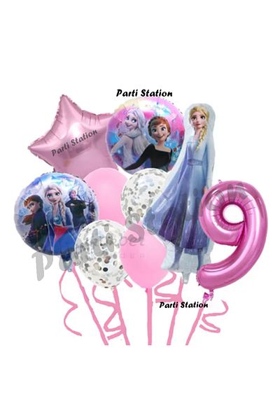 Parti Station Frozen Frozen Elsa 9 Year Old Pink Color Birthday Concept Balloon Set Frozen Elsa Birthday Set