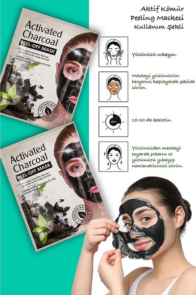 QNİAY Pure Charcoal and Black Sheet Face Mask Absorbent power of charcoal (1 piece) Facial Mask Weekend Home Care