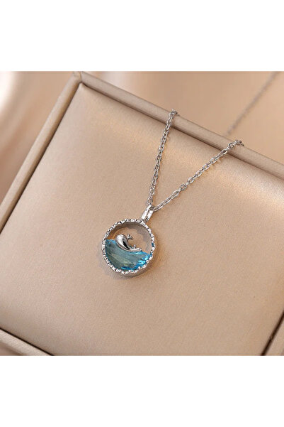 Genel Markalar Şans Getiren Mavi Okyanustaki Balina Çelik Kolye