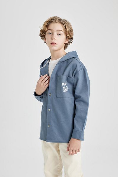 DeFacto Langarmhemd aus Gabardine mit Kapuze für Jungen B7443a824sm