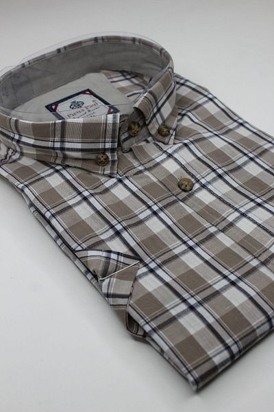 Pietra Paul Wide Fit Checkered Short Sleeve Pocket Cotton Men's Shirt