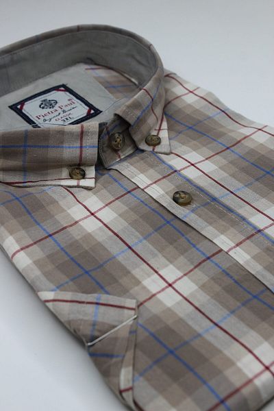 Pietra Paul Wide Fit Checkered Short Sleeve Pocket Cotton Men's Shirt