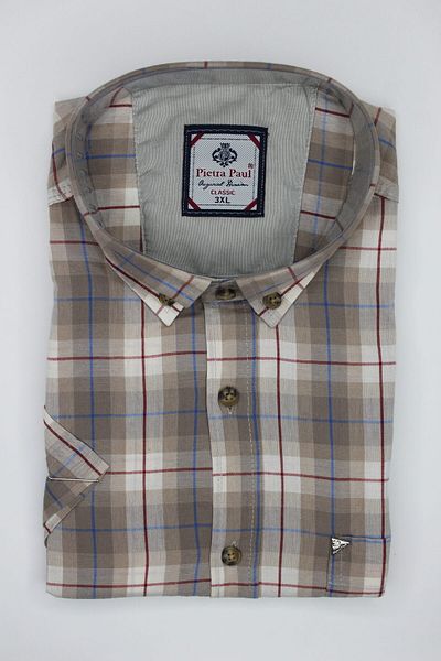 Pietra Paul Wide Fit Checkered Short Sleeve Pocket Cotton Men's Shirt