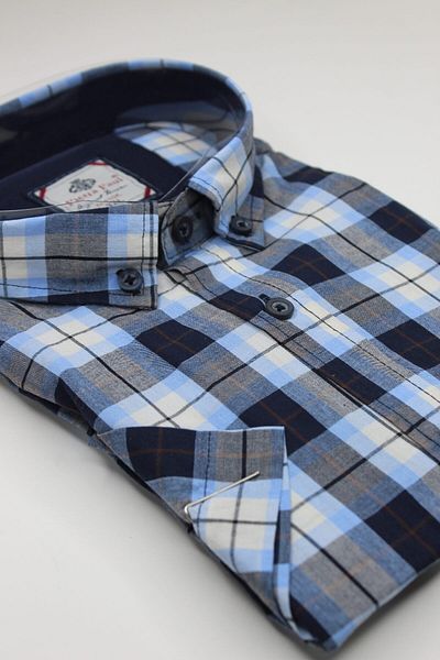 Pietra Paul Wide Fit Checkered Short Sleeve Pocket Cotton Men's Shirt