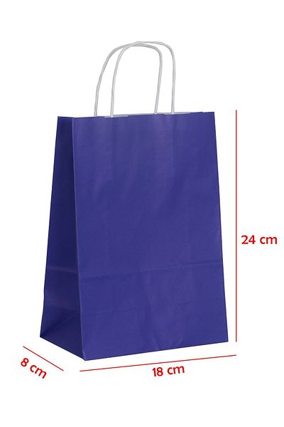 ecenplast Twist Handle Paper Bag Navy Blue 18 X 8 X 24 (20 Pieces)