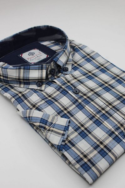 Pietra Paul Wide Fit Checkered Short Sleeve Pocket Cotton Men's Shirt
