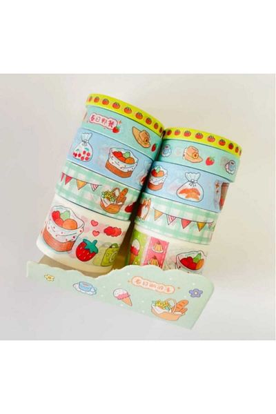 Rota Hediyelik Festival Day Decorative Tape 5-Piece Patterned Washi Tape Tape Sticker Bullet Journal Notebook Ornament
