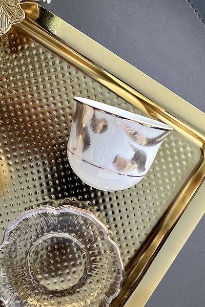 porselenden Camellia Gold Premium 2-Piece Mirra (WITHOUT PLATE) Espresso Coffee Cup Set