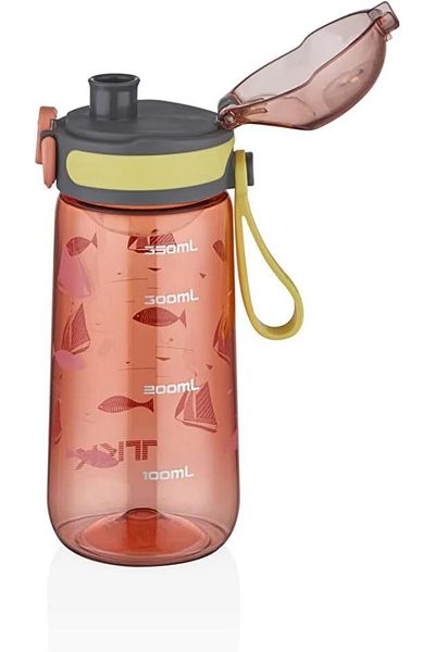 Vagonlife TKK T-1005 400ml Pipeless Children's Water Bottle with Carrying Strap and Strainer Pink