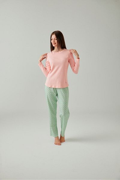 Pamuk & Pamuk Pink Corded Sleepwear Set with Crispy Pattern