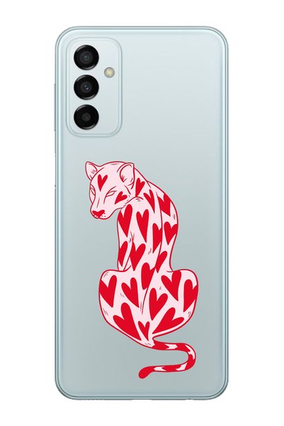 Magic Ring Samsung Galaxy M23 Compatible Cheetah and Heart Patterned Transpar...