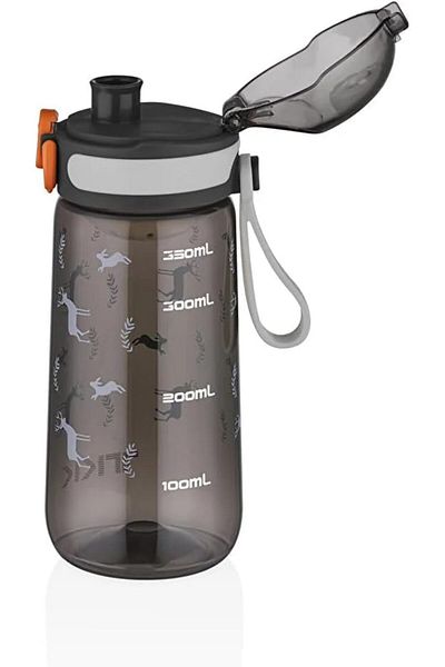 Vagonlife TKK T-1005 400ml Pipeless Children's Water Bottle with Carrying Strap and Strainer Black