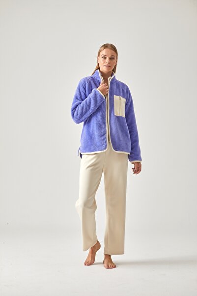 Pamuk & Pamuk WELSOFT LİLA KOLLU CEKET PİJAMA ÜSTÜ