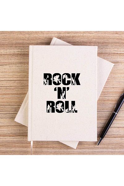 Z zepplin دفتر ملاحظات قماشي غير مبطن بنص Black Rock 'N' Roll
