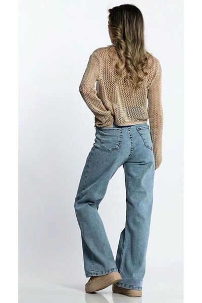 QİSSO Snow Palazzo Picior lat Talie înaltă, elastici, confortabili, blugi Pantolo