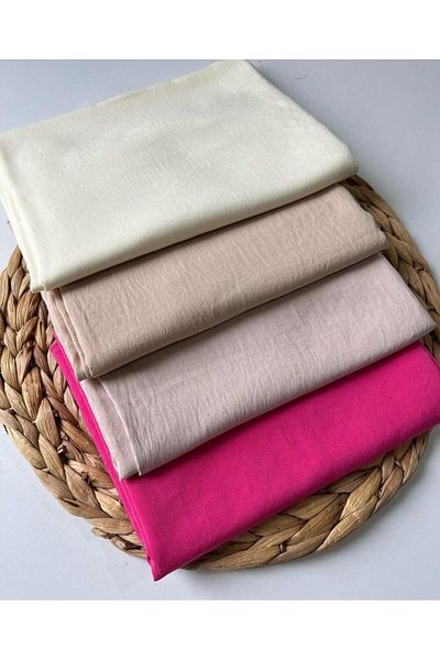 feronis Hijab Women's Cotton Jazz Shawl Model Set of 4_ Fuchsia-Beige-Stone-Ecru