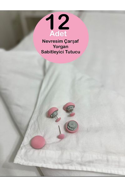 MİMOZA PARK Practical 12-Piece Mushroom Shaped Quilt Fixing Pin Button Clip Sheet Duvet Cover Fixer
