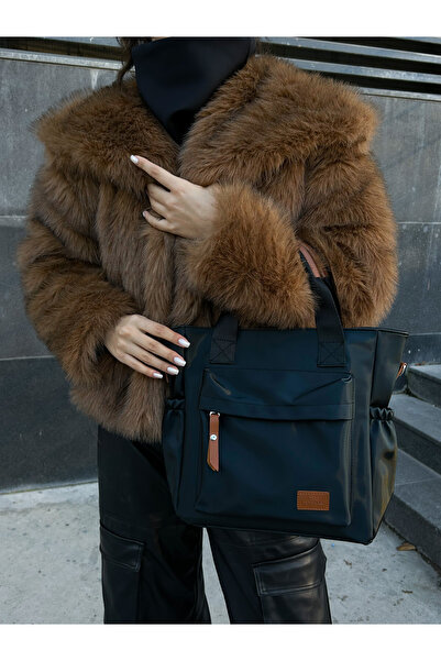 ARTON Μαύρη τσάντα ώμου με πολλαπλές θήκες, σατέν υφάσματα, αδιάβροχη, με λου...