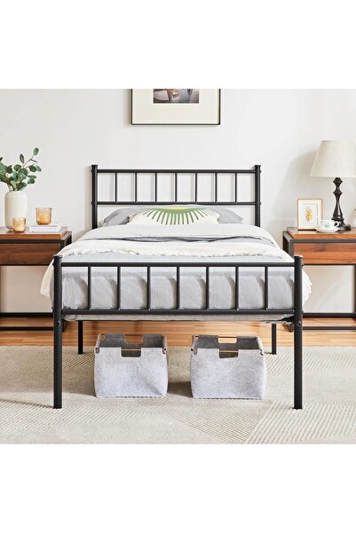 HFT HOME Metal Karyola, Çınar Metal Karyola Siyah Renk, TEK Kişilik, Ölçü Seç...