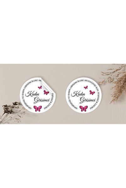 anka design Kuşe Sticker Paketleme & Kargo Etiketi (4x4cm) 48 Adet- Kadın Gir...