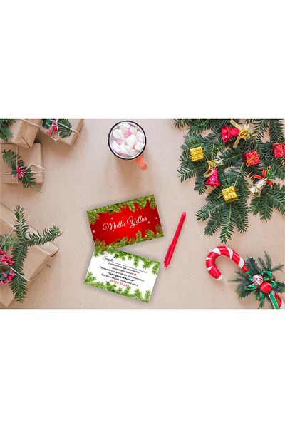 anka design New Year Themed Card - New Year Packaging Happy New Year Thank You Card - 8X5 cm 25 Pieces