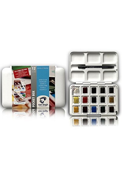 Van Gogh Talens Tablet Sulu Boya Watercolour 12 3 Renk Defter Fırça