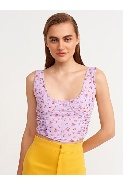 Dilvin 20130 Corset Look Top-liliac