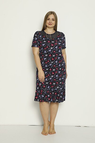 İntensive Φόρεμα από τούλι με μοτίβο με τσέπες Λεπτομερές χτενισμένο βαμβακερό φόρεμα Modal μεγάλου μεγέθους