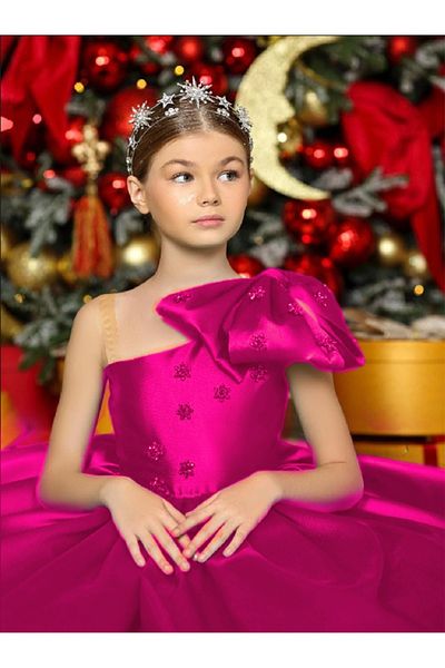 By Feyza Kids Collection Bow Stoned Evening Dress