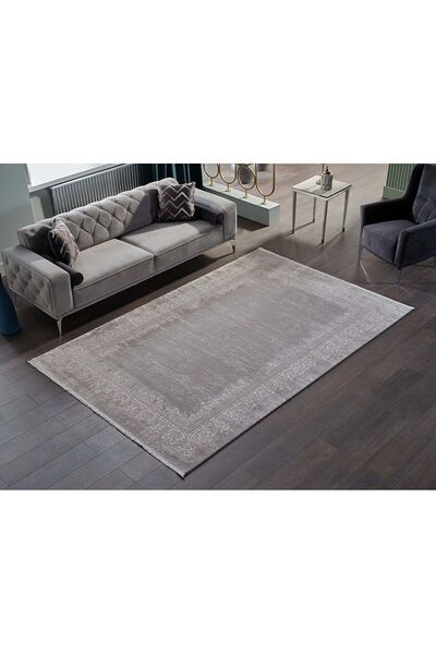 GÜMÜŞSUYU Esılıva 13888 Grı Doğal Iplik Viskon Modern Salon Halıları