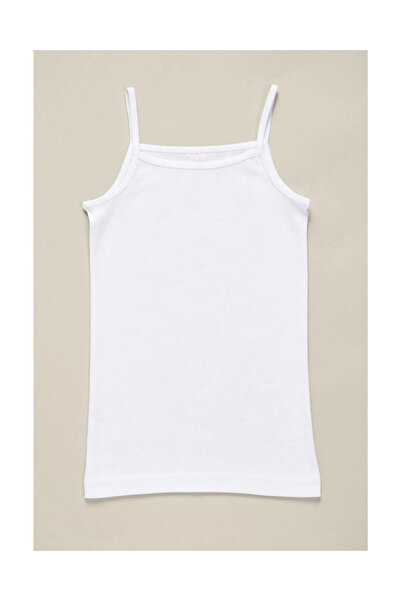 GÜMÜŞ Girl's White Ribbed Rope Strap Athlete 100% Cotton